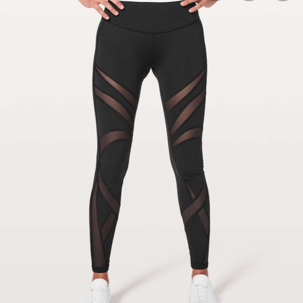 Lululemon Wunder Under Hi-Rise Black Mesh 28” Sz 4
